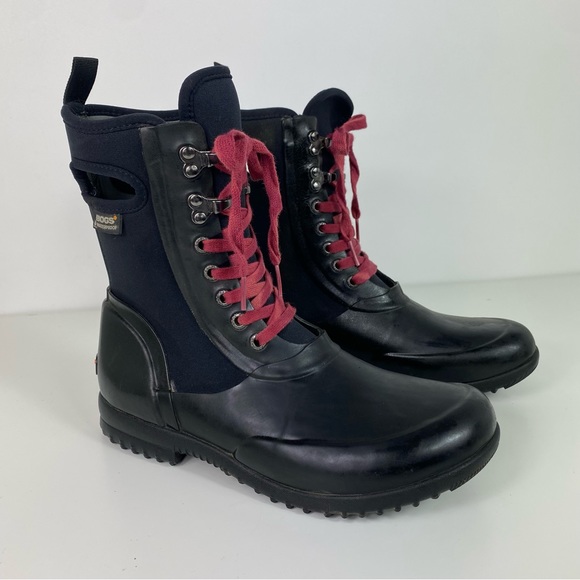 Bogs Shoes - Bogs Sidney Solid Round Toe Synthetic Black Rain Boot women’s size 7